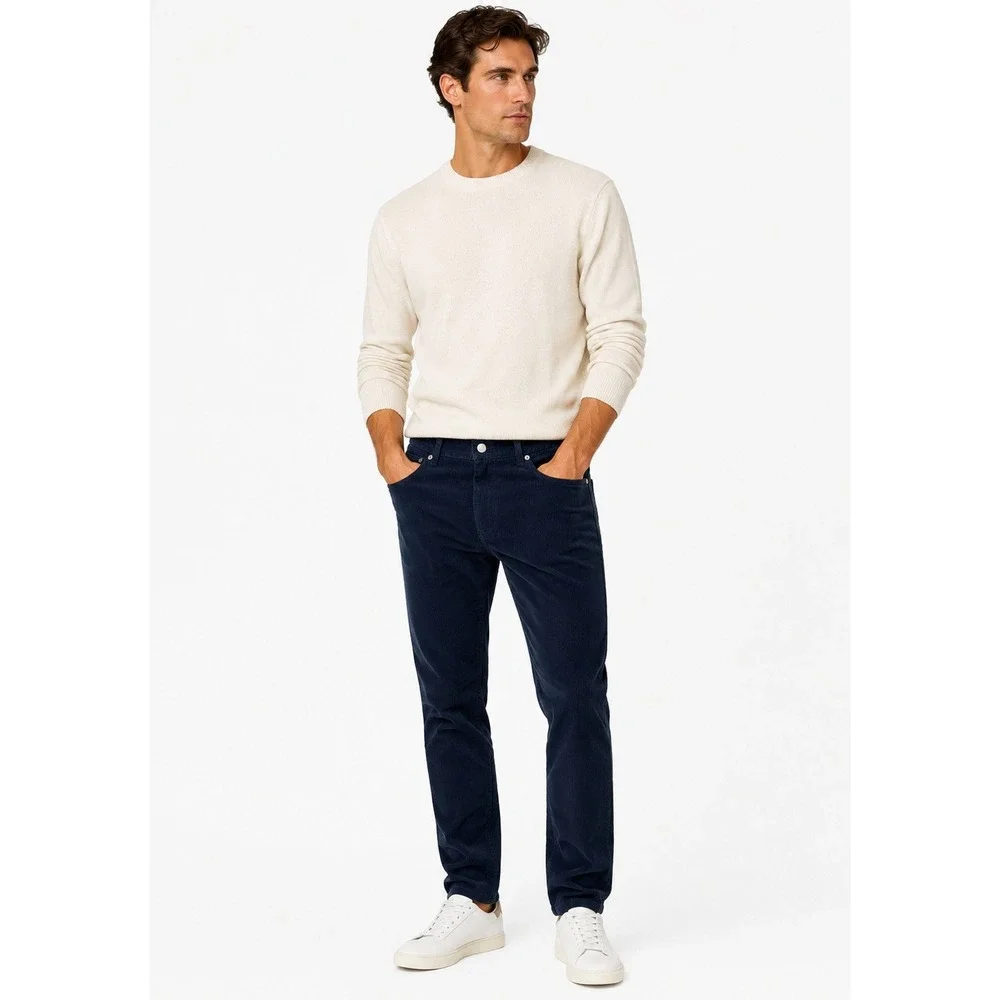 SPOKE Cord Fives Navy Blue Corduroy Pants Mens Waist 34 Build A Regular Taper